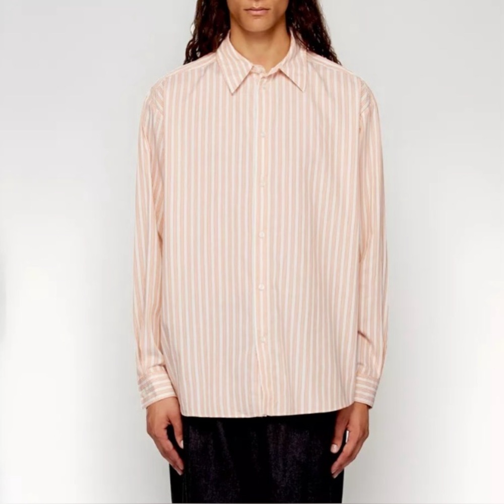 NWT - HUGO Boss Men’s Striped Button Down Long Sleeve Shirt - Ivory/Orange - XL